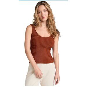 New Vince Women's Tie Back Ribbed Sweater Tank Rust Amber Size Large